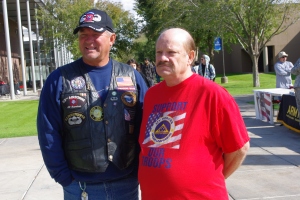 Veteran Mark Hill and Tip Combs represented the Patriot Guard Riders at the PVCC weeklong Veterans Day celebration.